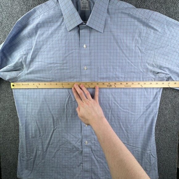 Brooks Brothers Long Sleeve Button Up Shirt Cotton Men 18 35 Regent Blue Red - Picture 9 of 13